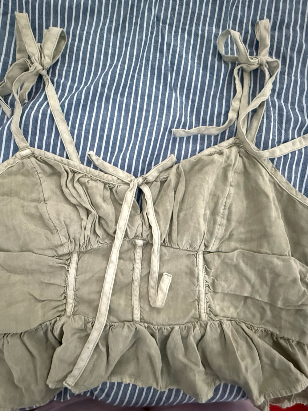 American Eagle Outfitters Olive Green Tie-Shoulder Kids One-Piece